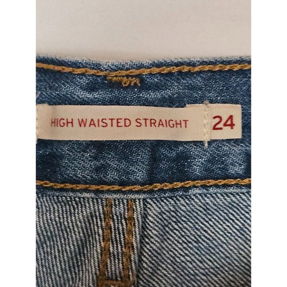 Levi's High Rise Jeans 24 X 30 Distressed Medium Wash Straight Leg - Picture 10 of 10